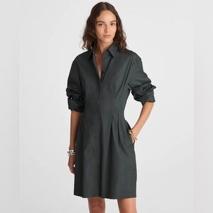 Madewell NWT Poplin Tucked Mini Shirtdress Summit Green NW416